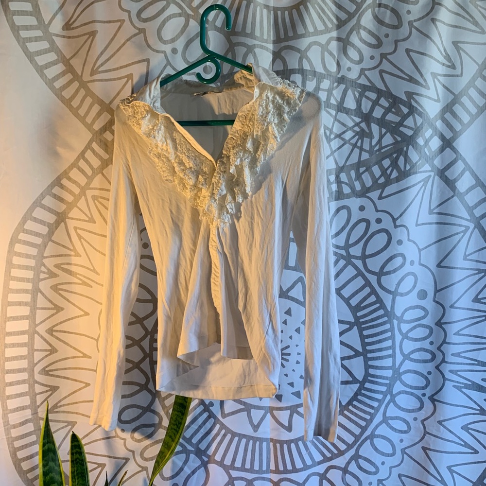 CABI long sleeve blouse small, cream, biz casual